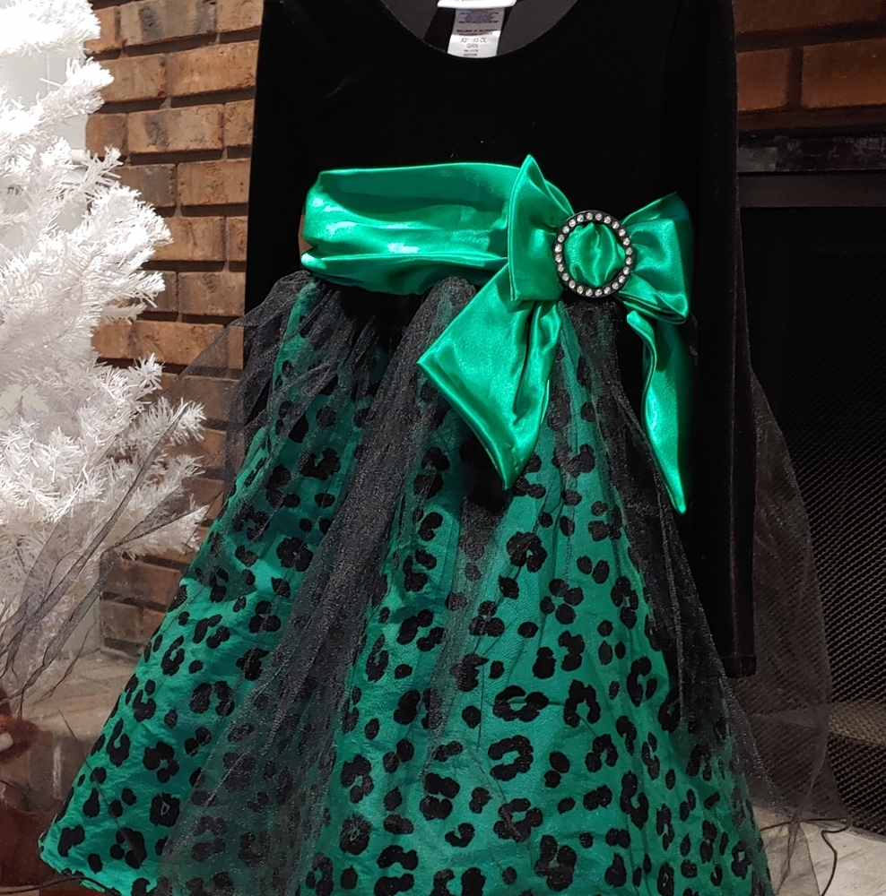 Girl's Black & Green Formal Bonnie Jean Dress
